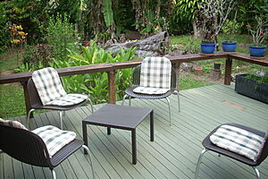 Chairs on deck at Cow Bay Homestay